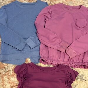 Kids' Stylish Sweatshirt Trio in Blue and Purple